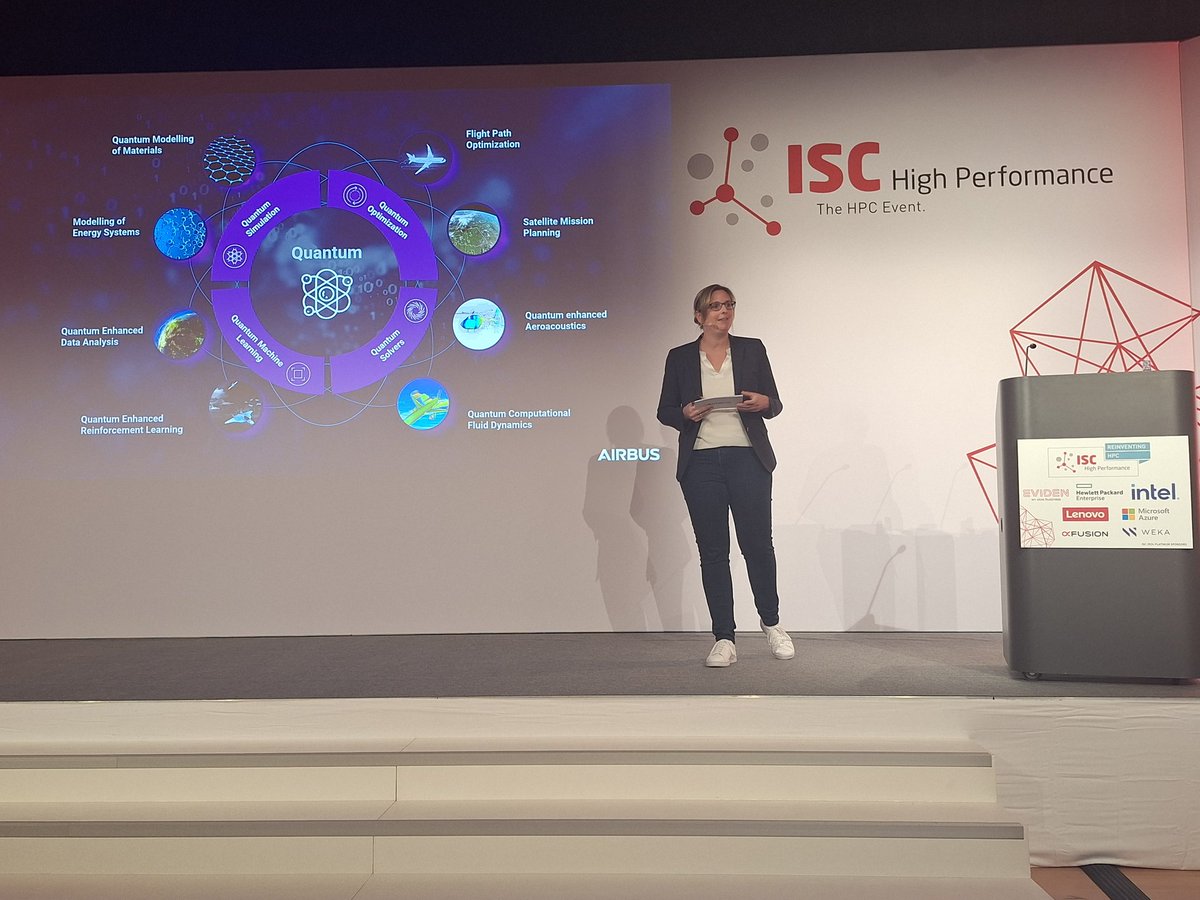 thoefler's tweet image. It&apos;s fun to chair the @Airbus keynote by Isabell Gradert, VP for R&amp;amp;T at #ISC24. Very interesting insights into the field of aviation. I love her idea to ask the audience for advice and adopting the talk to the outcome!

Airbus believes in the future of  #QuantumComputing!