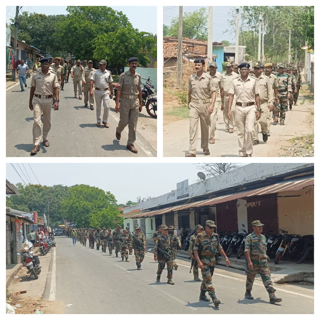 Jharsuguda Police conducted Flag March in several sensitive areas under Laikera PS i.e  Bhimjore, Dulesara, Sulehi, Chandarpur, Bagdihi and Laikera market area to ensure free, fair and peaceful General Election-2024.
