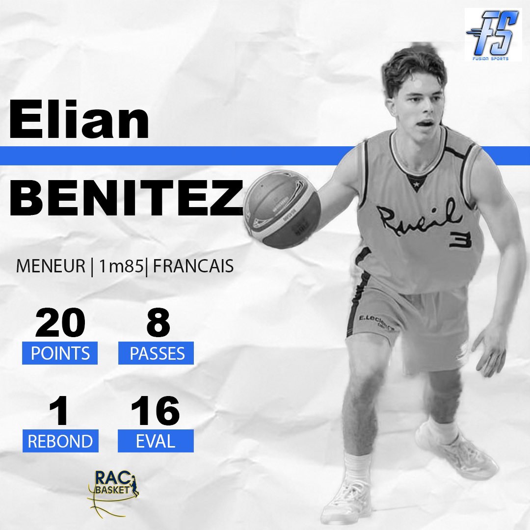 Fusionsports2's tweet photo. 🏀Elian Benitez🏀

Encore une belle PERF de @the_third_eb et Rueil avec cette victoire au match 1 des 1/4 de finales playoffsNM1 face à Mulhouse !!! 

#FusionSports #NM1 #FFBB #BasketBall #playoffsnm1 https://t.co/FYzEQ4jYam