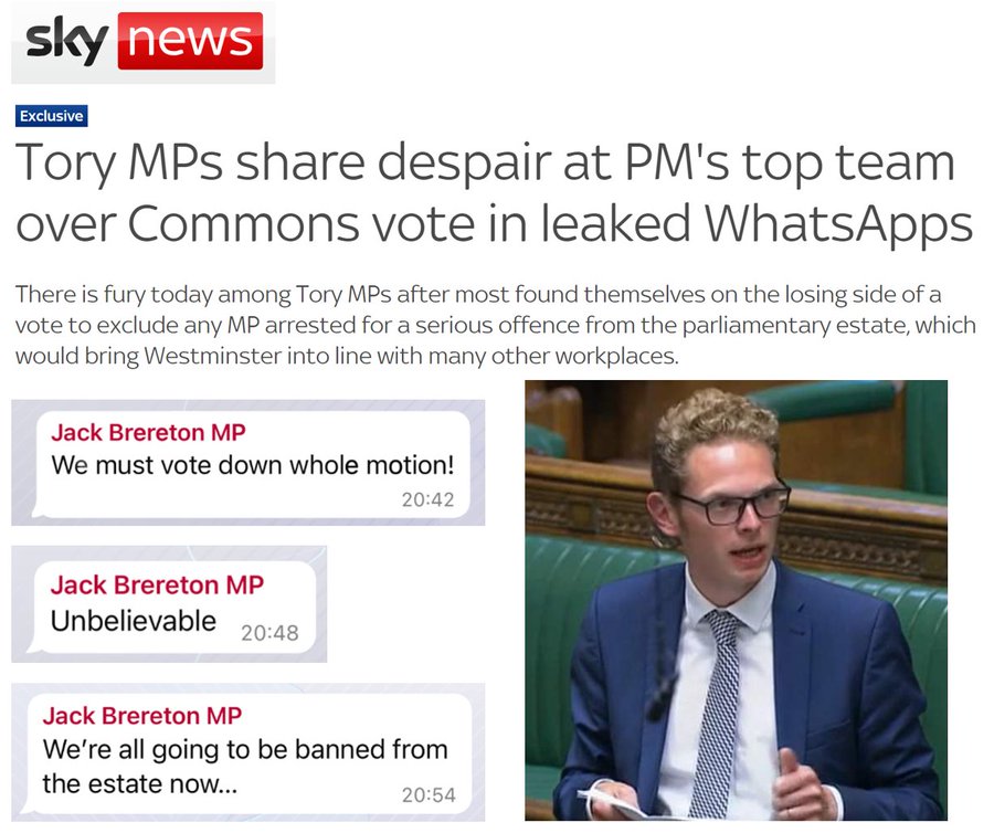 Why is Tory MP Jack Brereton, who voted against the suspension of MP's who have been arrested for sex offences, so certain he will be suspended now it has passed?

Can anybody guess?