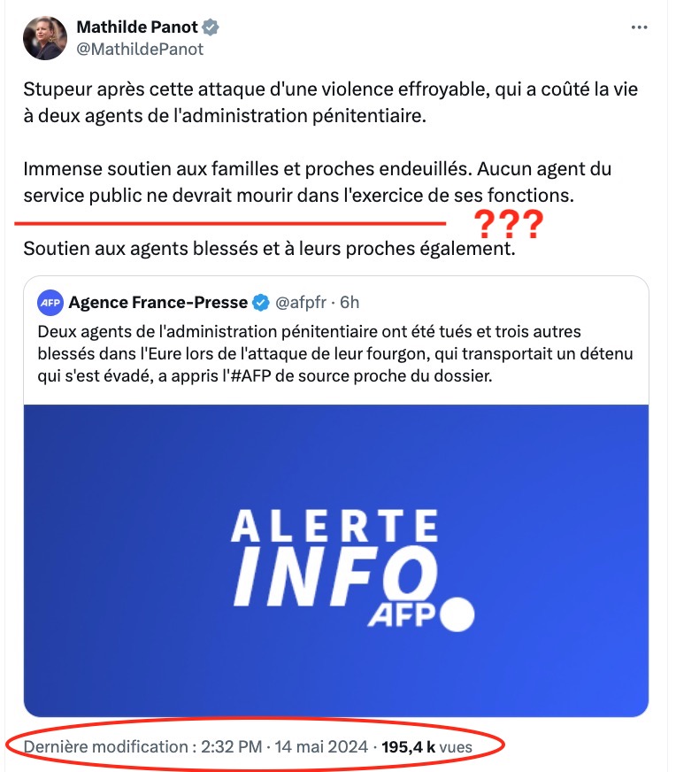 Quand ta cervelle n'est juste qu'un gros p*tain de paquet de 💩💩💩 @MathildePanot .
Avant / Après modification.
Preuve : 
Historique du tweet 
🔽🔽🔽
x.com/mathildepanot/…
💣💣💣 Eh oui, on peut voir l'historique des modifications.