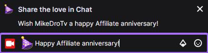 Apparently it's my Affiliate anniversary! We live come through Twitch.tv/MikeDroTv