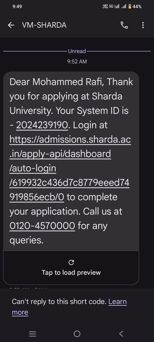 I never applied to #ShardaUniversity, yet I received a confirmation of my application. I am 51 and do intend to study further, but this is #fraud @sharda_uni