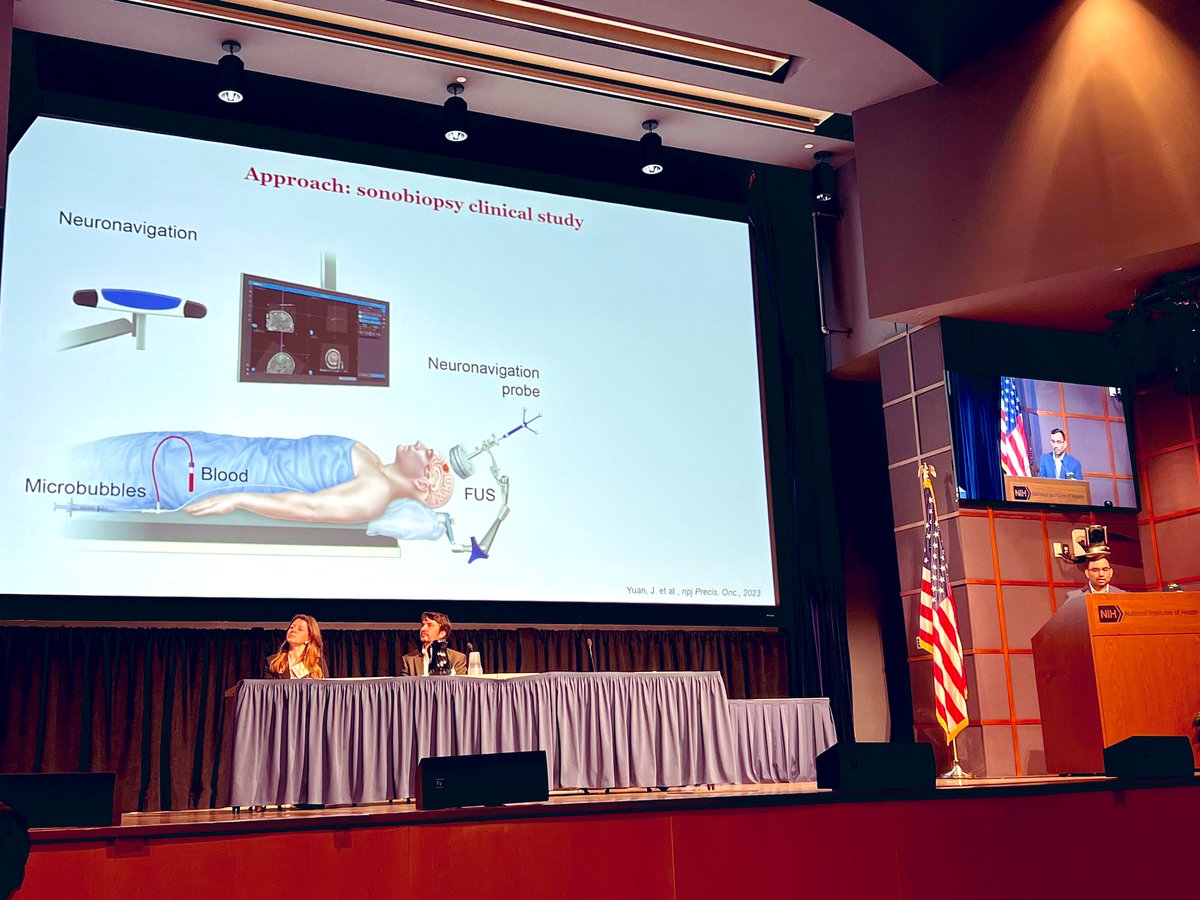 @pradeep198212 from my lab @MayoRadOnc presenting collaborative work with @ChenUltrasound @WashUBME! Cool collaboration using focused ultrasound to boost plasma ctDNA signal in GBM patients.