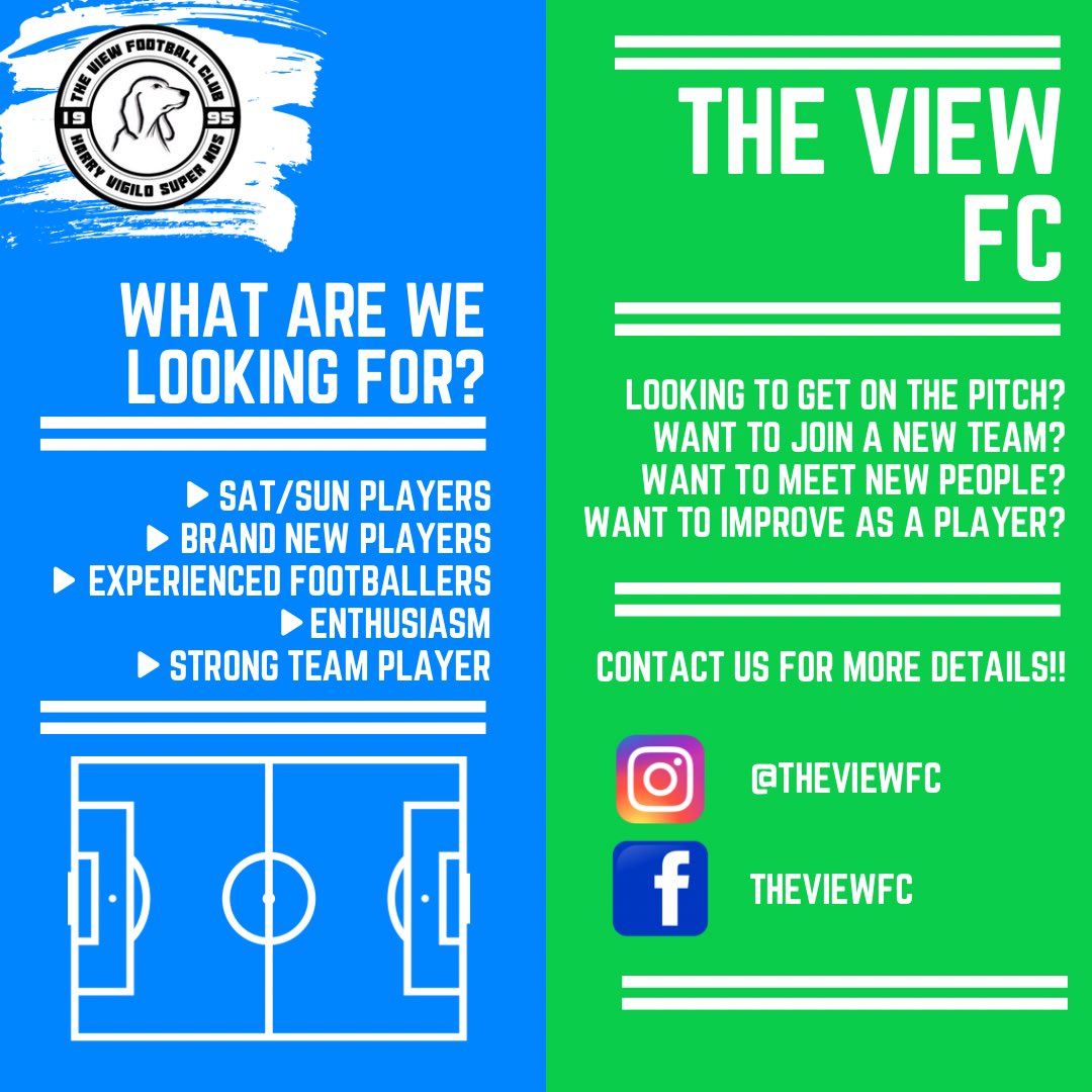 TheViewFC's tweet image. 🚨 NEW PLAYERS WANTED 🚨 

We are looking for players to join our already fantastic group of players! We are looking for players 16+ who are looking for a new club!

If you are interested in joining please feel free to DM us on Instagram or Facebook or X!

💚💚