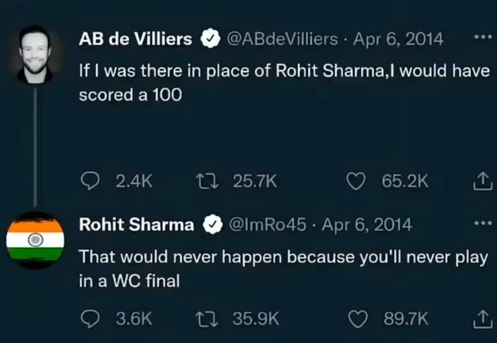 Before Gautam Gambhir, Rohit Sharma has owned AB de Villiers back in 2014. 😂