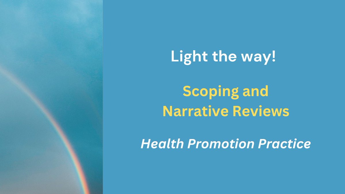 We live in times that call for new questions, voices, and approaches. Scoping and narrative reviews can light the way. This kind of article has an impact! journals.sagepub.com/aims-scope/HPP @LaNitaSWright @SOPHEtweets @Sagejournals @JeanMBreny