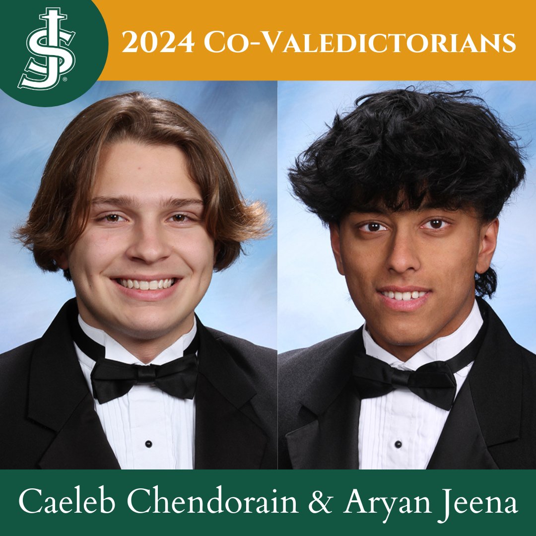 Saint Joseph High School is proud to announce the Co-Valedictorians for the Class of 2024: Caeleb Chendorian and Aryan Jeena. Read more about these outstanding young men online: stjoes.org/announcements/…