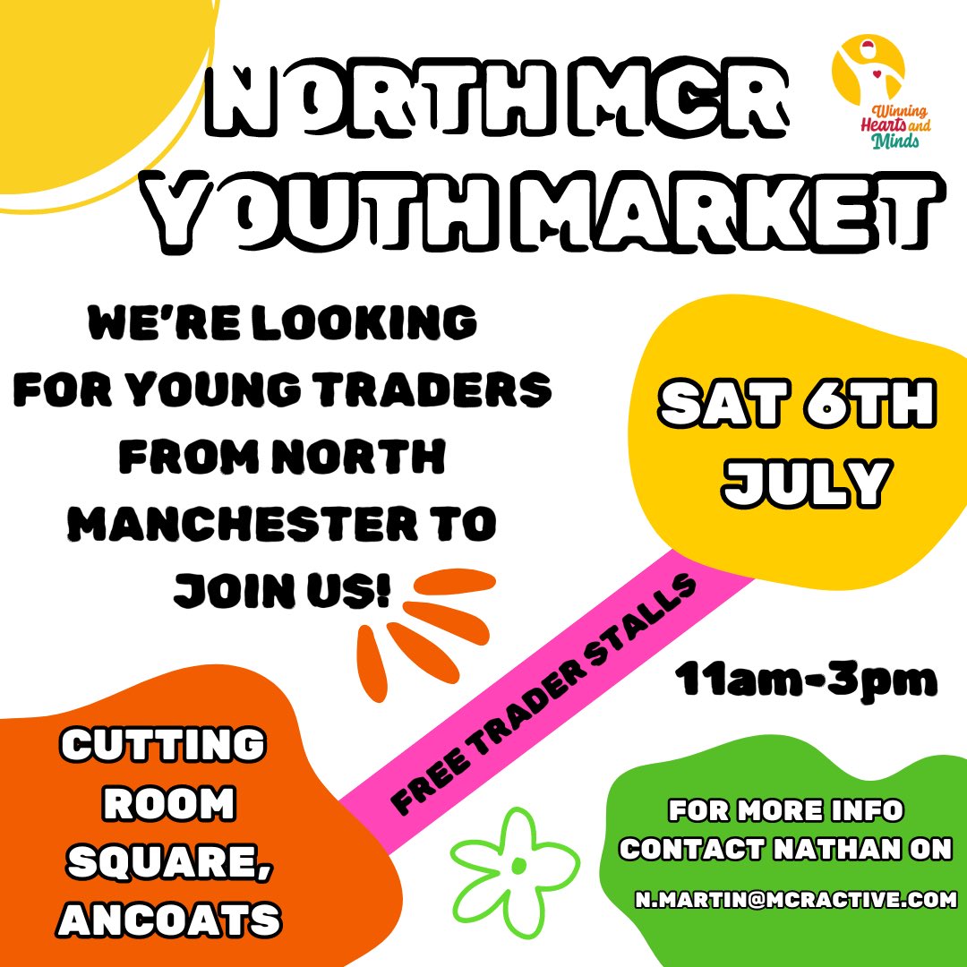 🌞WE’RE BACK THIS SUMMER On 6th July we’re running the North MCR Youth Market at Cutting Room Square in Ancoats 🌞 To sign up, click the link here and secure your free stall holder ticket 🎫 seetickets.com/tour/north-mcr…