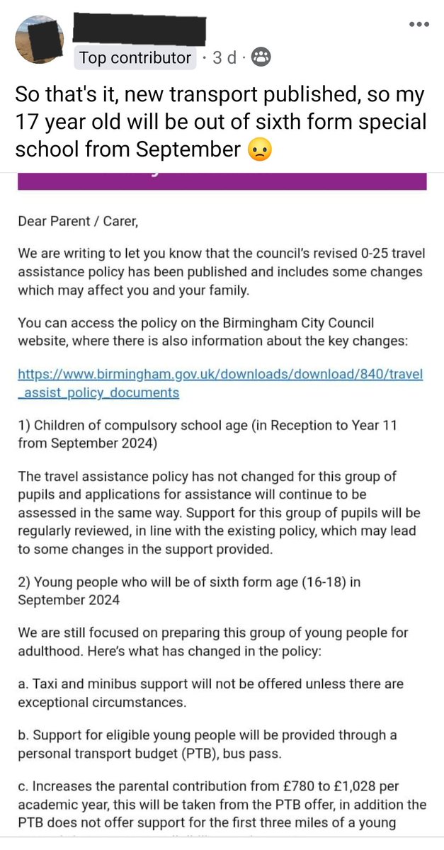 BCC delivered the crushing news that transport for 16-18 will be a bus pass except for exceptional circumstances. Don't all SEND children have those? Already families are saying their kids won't be able to attend in September! @pplsassembly @contactfamilies @SpcialNdsJungle