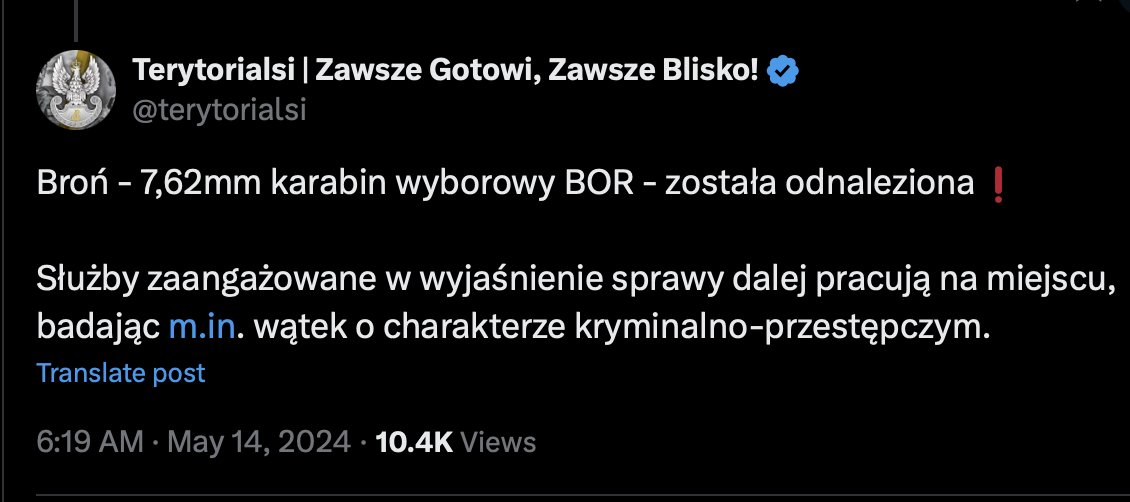 LOL Wasz Prezydent to ma MOC-> jeden post Maxa Kolonko dalekiej Ameryki .... i 4 godziny później zaginiony karabin cudownie ODNALEZIONY! przez... 'miłośników strzelanek z broni pneumatycznej, którzy ćwiczyli niedaleko poligonu, gdzie odbywały się ćwiczenia z udziałem #WOT.'