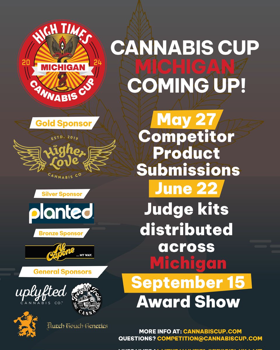 HIGH_TIMES_Mag's tweet image. Friendly reminder: The High Times #CannabisCup Michigan 2024 is coming in hot!🏆 All licensed brands are invited to enter their best and register entries for this major, citizen-judged competition. 

It&apos;s a big one w/ a variety of medical and recreational categories. Ready to…