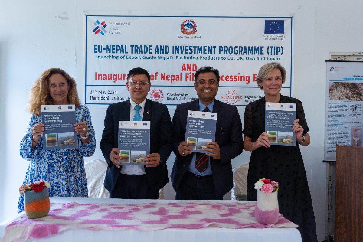 EU in Nepal (@euinnepal) on Twitter photo This year, Ms <a href="/MyriamFerran/">Myriam Ferran</a>, deputy director general @EU_Partnerhsips, toured the completed processing centre and launched the Export Guide for Nepal's Pashmina Products, which will facilitate Nepali products reach markets in the EU, UK, USA and Japan. This year, Ms <a href="/MyriamFerran/">Myriam Ferran</a>, deputy director general @EU_Partnerhsips, toured the completed processing centre and launched the Export Guide for Nepal's Pashmina Products, which will facilitate Nepali products reach markets in the EU, UK, USA and Japan.