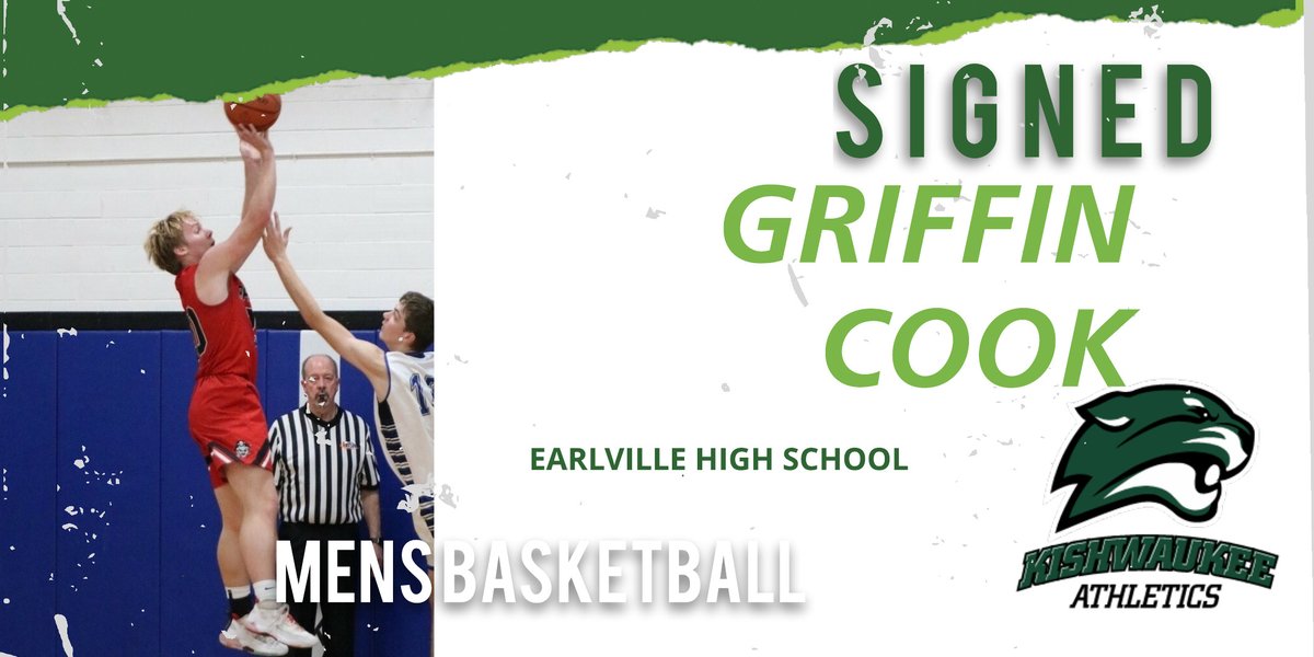 Signing news✍️ - Excited to announce another 2024 recruit commitment ... welcome to the mens basketball program and Kougars Athletics Family !! - Griffin Cook, Earlville HS #KishFam 🏀