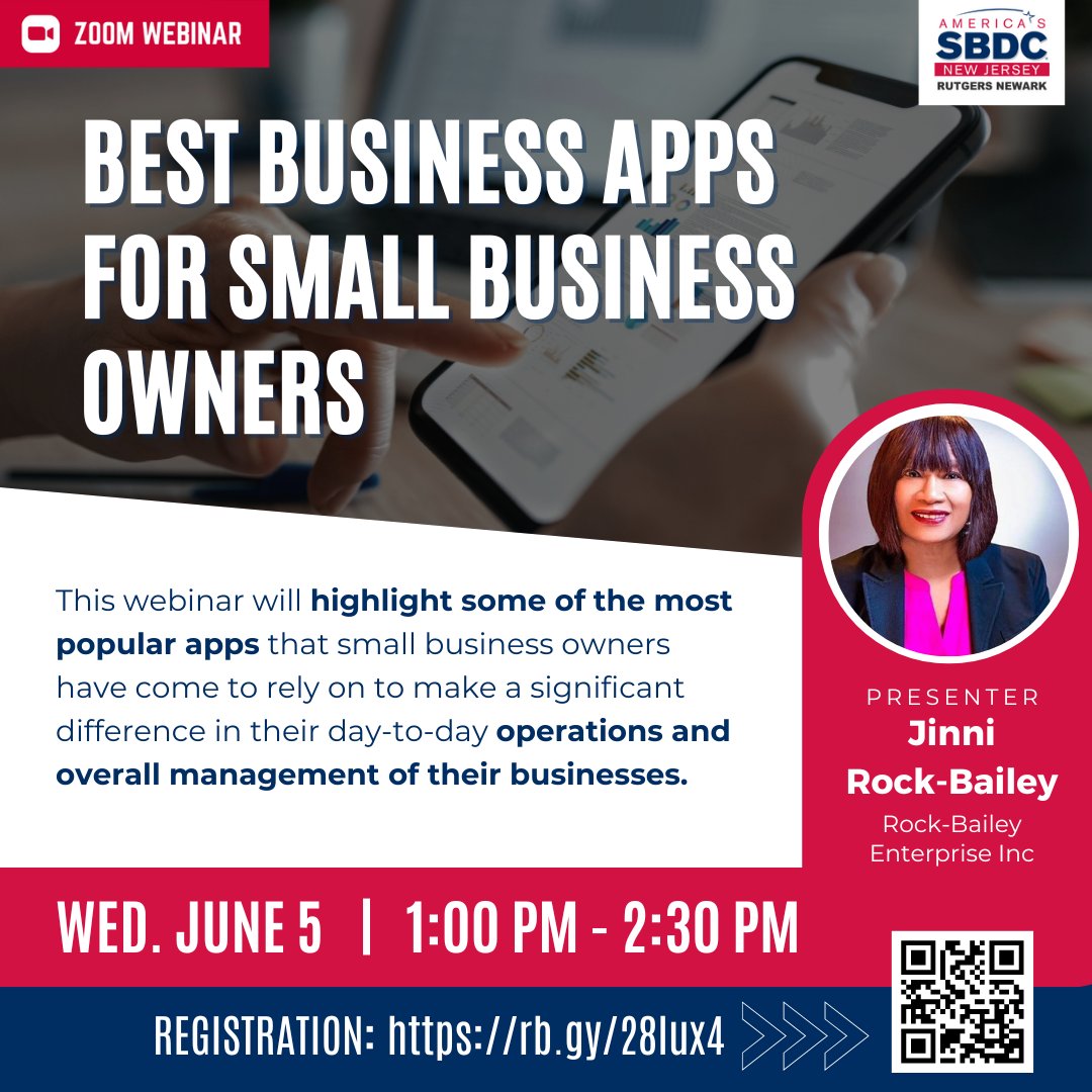 📲 Best Business Apps for Small Business Owners Webinar 🎯
-
ZOOM WEBINAR
Wednesday, June 5
1:00 pm - 2:30 pm
Registration link : rb.gy/28lux4
-
#businessstrategy #businessapps #RNSBDC #smallbusinesswebinar #smallbusinessowners