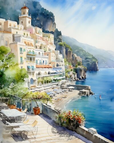 Amalfi Coast Italy Italian Mediterranean Sea Village Seaside Giclée Art Print #AmalfiCoast #Italy #Seaside #Watercolor #Art #Prints 
ebay.com/itm/3152408134…