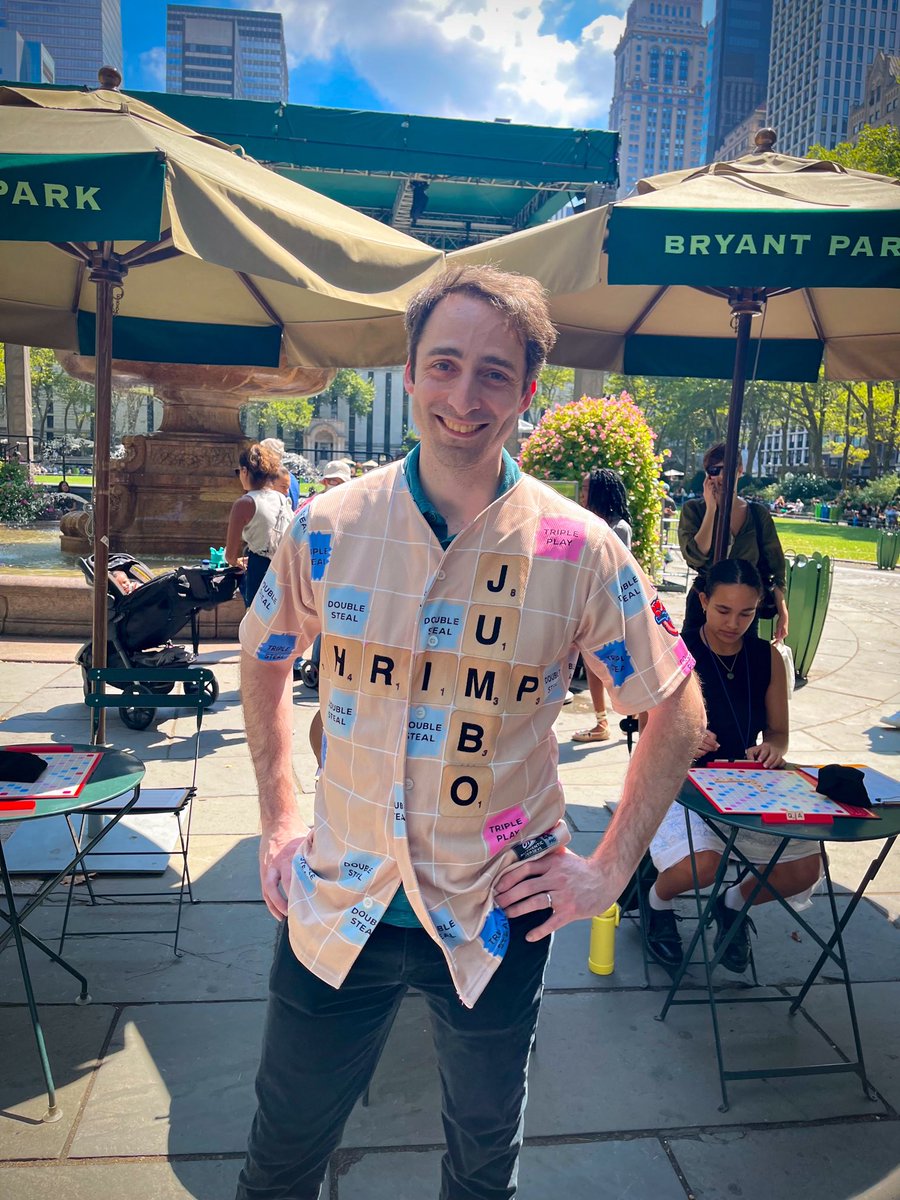 Scrabble Simul fit check ✅. Put your Scrabble skills to the test in this 12-board simultaneous hosted by Scrabble Champion, Josh Sokol 👑!Starting today at 5:30pm on the Fountain Terrace. Tap for more info on rules and prizes 🎁. bryantpark.org/calendar/event…