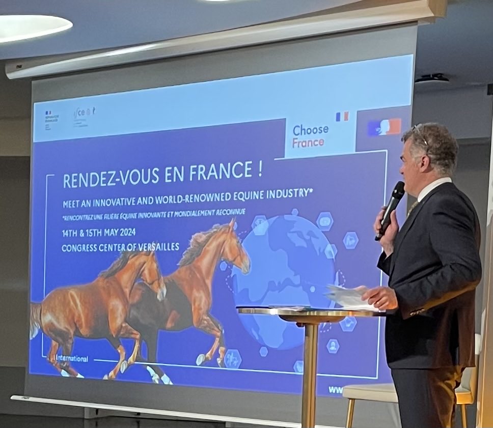 Dans le prolongement de #choosefrance je suis intervenu aujourd’hui à Versailles devant 25 nations sur le lien entre territoire et filière équine . Une belle vitrine pour la région ⁦<a href="/paysdelaloire/">Pays de la Loire</a>⁩ . ⁦@IFCE_officiel⁩ ⁦<a href="/FFEquitation/">Fédération Française d'Équitation</a>⁩