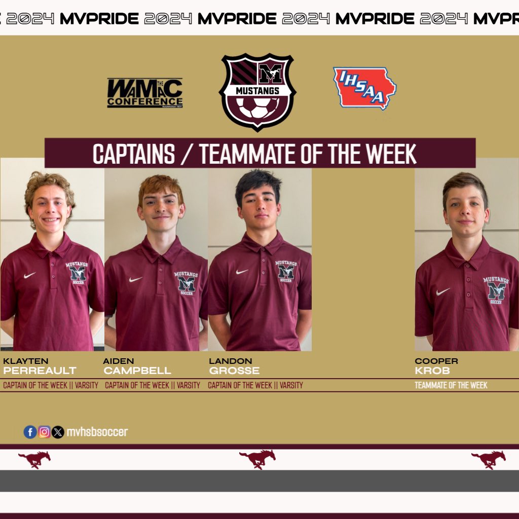 Congratulations to our captains &amp; teammate of the week!
Keep up the great work 💪🏽
#MVPride || #MustangStrong