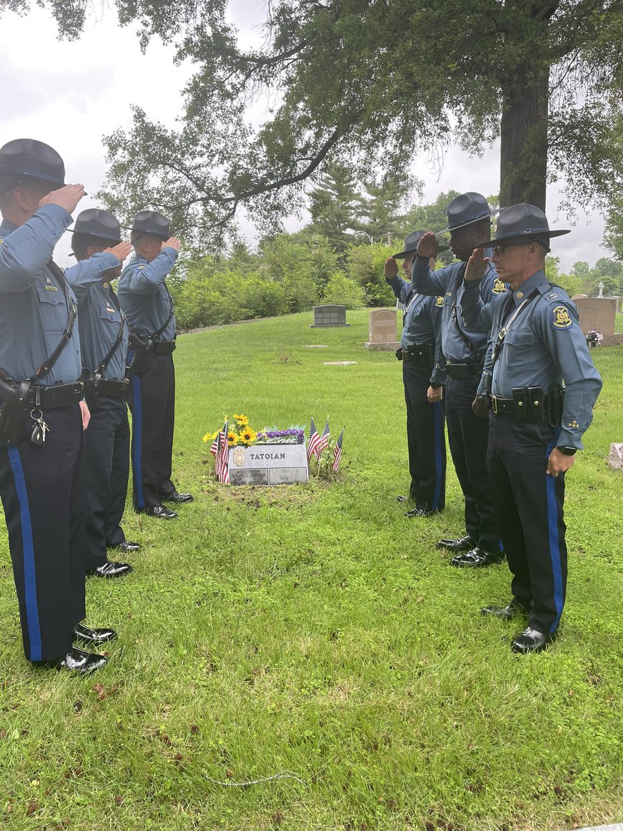 In honor of National Police Week, members of Troop C and @MSHPTrooperGHQ visited the grave sites of troopers who were killed In the line of duty. It’s an honor to pay our respects to these fallen officers, and hopefully their families know they will never be forgotten.