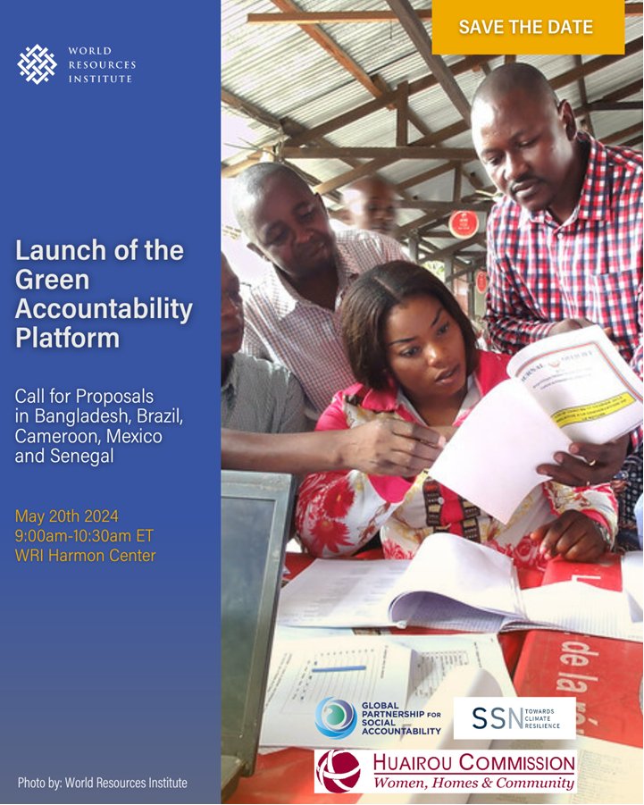 WRI Equity (@wriequity) on Twitter photo 🗓️On May 20th from 9:00am-10:30am ET <a href="/WRIEquity/">WRI Equity</a> will host the launch of the #GreenAccountability Platform Call for Proposals in #Bangladesh, #Brazil, #Cameroon, #Mexico and #Senegal
Register here➡️rb.gy/dzmn4m 🗓️On May 20th from 9:00am-10:30am ET <a href="/WRIEquity/">WRI Equity</a> will host the launch of the #GreenAccountability Platform Call for Proposals in #Bangladesh, #Brazil, #Cameroon, #Mexico and #Senegal
Register here➡️rb.gy/dzmn4m