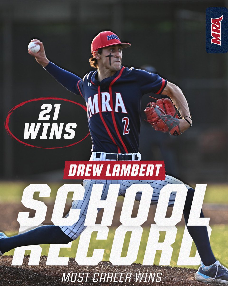 𝐎𝐧 𝐭𝐡𝐞 𝐛𝐮𝐦𝐩! Drew Lambert finished off his career setting 3 school records this season! Congratulations Drew on a fantastic career at MRA! Records Broken: Career Most Innings Pitched - 172.4 Most Innings Pitched in a Season - 63.2 Career Wins - 21