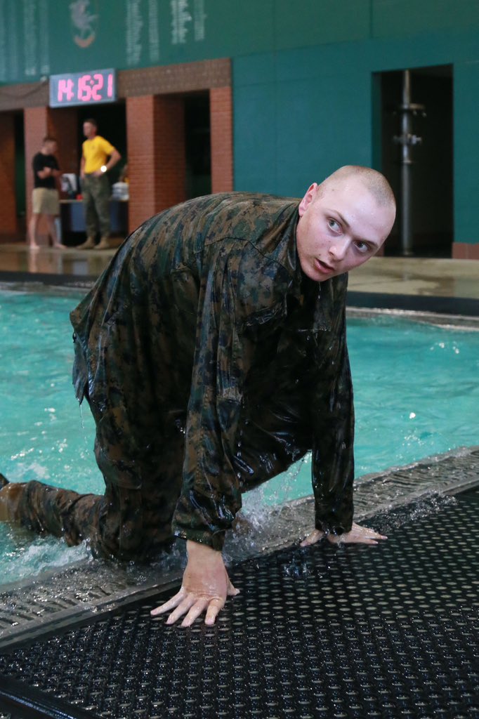 🛟 Splish Splash 🛟💦 Recruits with Echo Company, 2nd Recruit Training Battalion, execute the Basic Swim Qualification on Marine Corps Recruit Depot Parris Island, S.C., May 13, 2024. Monitored by MCIWS, the recruits are tested on their capabilities in the water.
