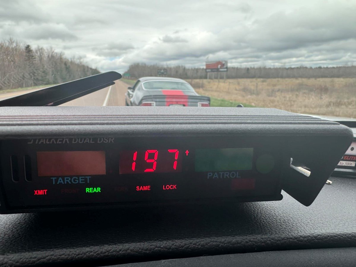 RCMPNB's tweet photo. On Friday, a motorist was stopped by the #RCMPNBTrafficUnit for travelling 197km/hr in a 110km/hr zone on Hwy 15 near #Scoudouc. The driver was fined $1204.50 and had their vehicle impounded for 30 days. #SpeedKills https://t.co/wM1rvdfnFx
