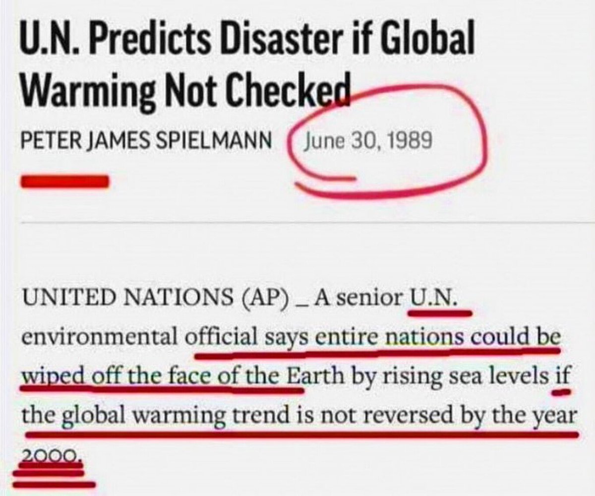 Environmental activists have been predicting this for years since when I grew up in the 70’s and there was going to be ice age.  Global warming is a scam to exhort more money from all of us. America needs to remove itself from the UN. 

What are your thoughts?