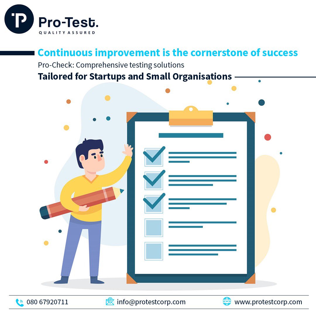 ProTestcorp's tweet image. your business toward success.

#ContinuousImprovement #TestingEvaluation #ProCheck #ProTest #QualityAssurance #testingforstartups