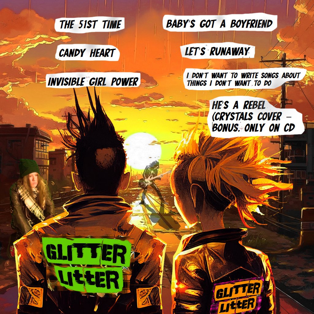 🌟The Album is not sent for pressing! And here's the back cover 🤘🤘In a week or so it will be ready :)
glitterlitter.online 

#punk #poppunk #punkrock #alternative #glammetal #hairmetal #emo #NewAlbum #NewMusic2024