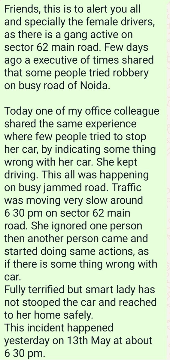 shridharnatraja's tweet photo. Pls be carefull Noida car drivers on sector 62 road... 
@noidapolice 
Pls take a note. Few years back my wife also faced this and her purse been taken away. https://t.co/xywA3A5dfc