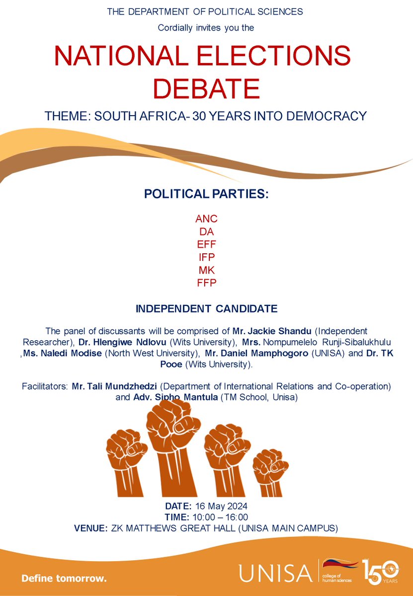 📅 SAVE THE DATE!

Participation is open to the public at the @unisa  campus on Thursday morning.

#kas4democracy
