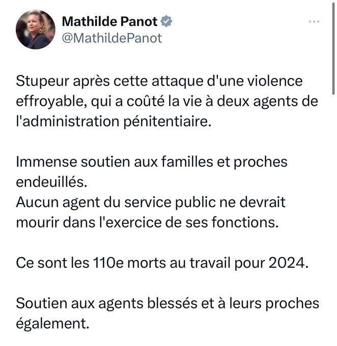 #Incarville Pour #MathildePanot les 3 agents assassinés se sont des « accidents du travail » @FranceInsoumise plus sa creuse plus ça s'enfonce 🤦‍♂️