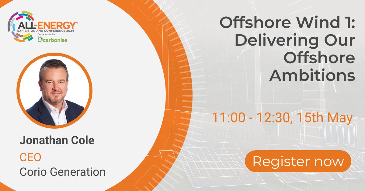 Corio’s CEO Jonathan Cole is speaking at tomorrow’s All-Energy Exhibition and Conference 2024 in Glasgow, UK, on a panel called ‘Delivering Our Offshore Ambitions’.

🎟️Join the session tomorrow if you are attending: all-energy.co.uk/en-gb/dcarboni… 

#OffshoreWind #WindPower