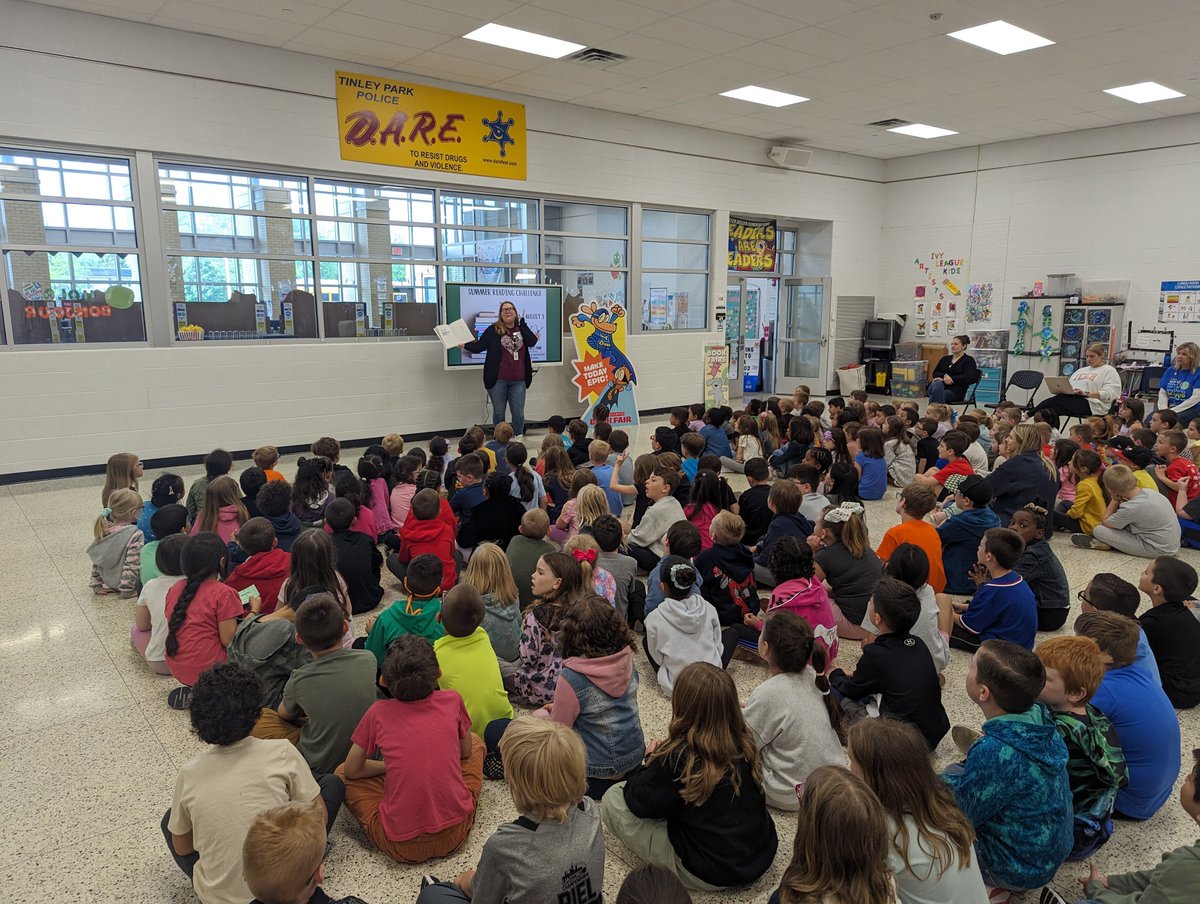 We had the <a href="/tinleylibrary/">Tinley Park Public Library</a> visit us on Friday to talk about their summer reading programs, what a great opportunity for our students to keep reading! #KellerProud #KirbyONE40 #EveryChildEveryDay