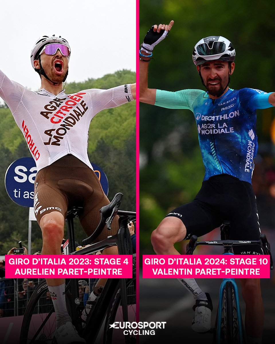 Almost exactly a year apart: The Paret-Peintre brothers doing their thing at the Giro d'Italia 👬💖