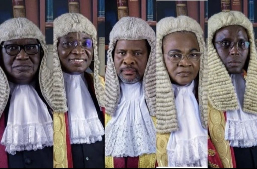 May we never forget these ones who took bribes to spit on our laws, trample on our constitution, & told Nigerians to go to hell. They were unable to interpret d meaning of 25% in FCT which was printed in simple English. May we never forget #TinubuMustGo #TinubuIsNotMyPresident