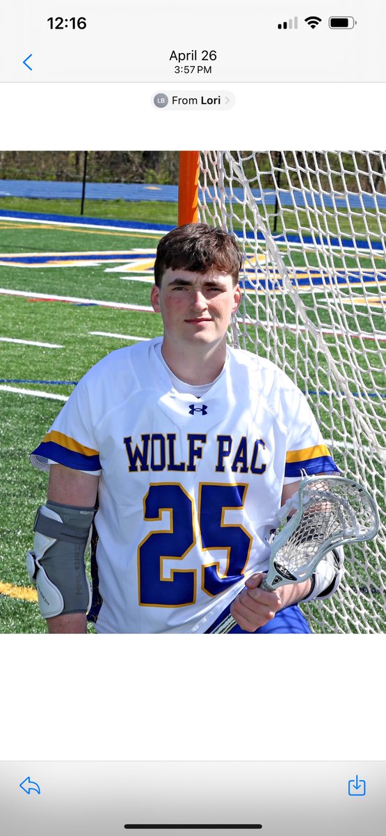 #25 Captain Liam Scanlon.  Liam is a lefty attackman and a 4 yr varsity player.  Liam will be attending the University of Virginia and studying economics and data science. 💙💛