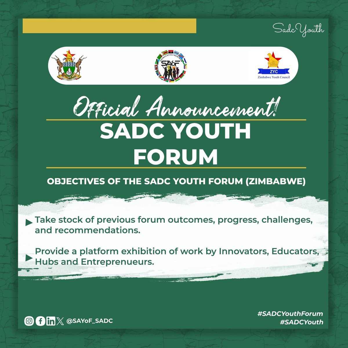 📌OBJECTIVES OF THE SADC YOUTH FORUM #SADCYouth #SADCYouthForum