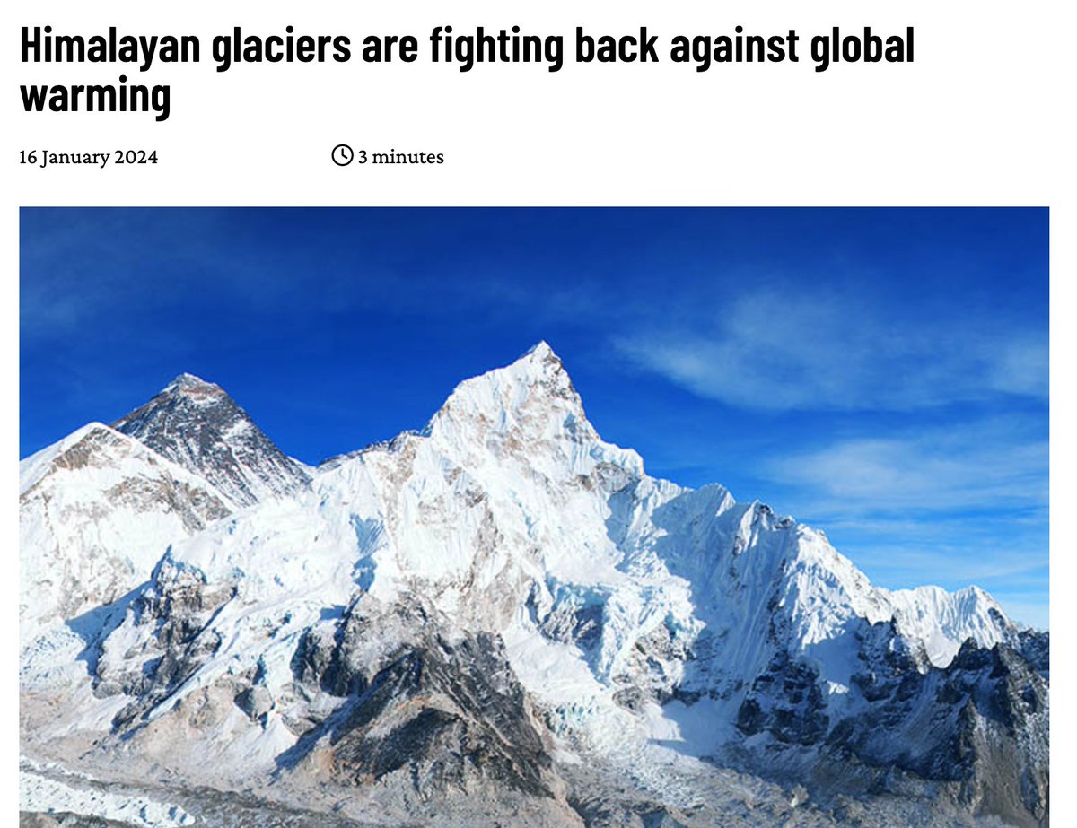 What's happening to the Himalayas? Instead of temperatures increasing, the average temperature at the Mount Everest observatory has remained remarkably stable, and the maximum daily temperature has actually fallen. geographical.co.uk/news/himalayan…