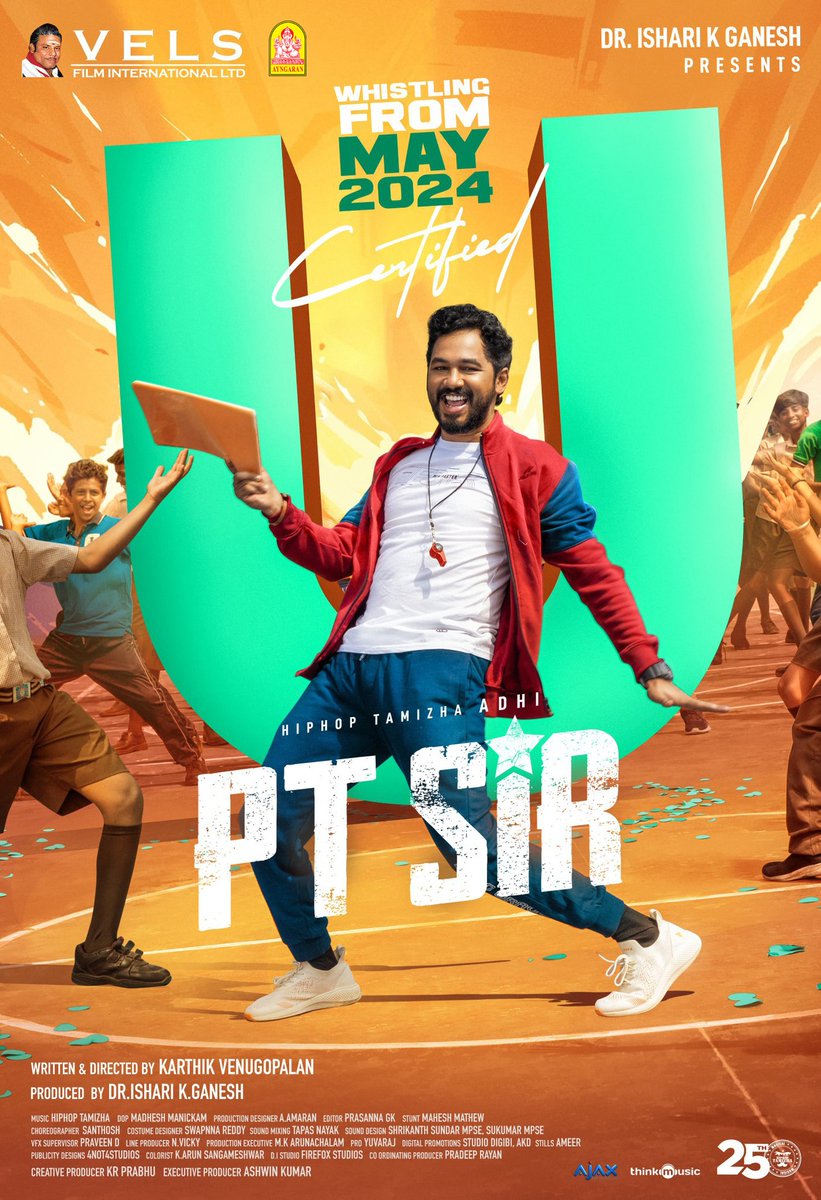 Hip Hop Tamizha's PT SIR Arrives Worldwide on 24th May! #PTSirTrailerFromMay16 @hiphoptamizha Musical 🎹 #HHT25 @VelsFilmIntl @IshariKGanesh @karthikvenu10 @kashmira_9 @madheshmanickam @editor_prasanna @MaheshMathewMMS @swapnaareddy @Amirtha82721327 @4not4Studios