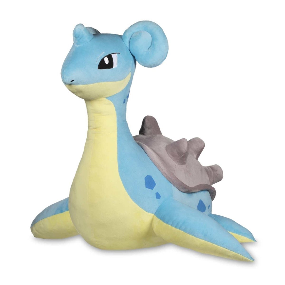 This enormous plush is big enough to play on, not just play with! Lapras in extra-jumbo sizing is sure to inspire smiles no matter where you place it—in a playroom, office, family room, or anywhere else! Available to preorder, estimated ship date is in December!