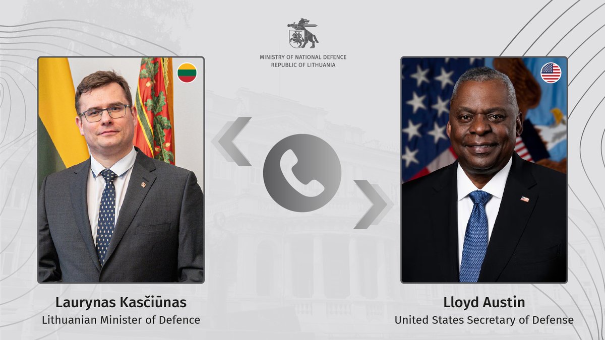 🇱🇹DefMin @LKasciunas just had his first call with 🇺🇸@SecDef Lloyd Austin. They both highlighted the importance of US & NATO forces in Lithuania as a deterrent. Discussion also covered support to Ukraine, arms acquisitions & expediting US deliveries to Lithuania.