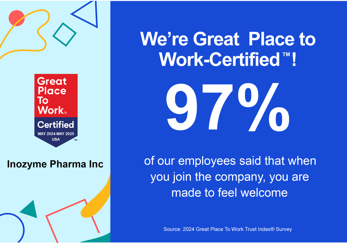 We are proud to be certified as a @GPTW_US! This recognition is a testament to our team and the culture we have created. We are driven by a shared passion to develop innovative therapies for people   with #RareDiseases.
#GreatPlaceToWork   #Biotech
