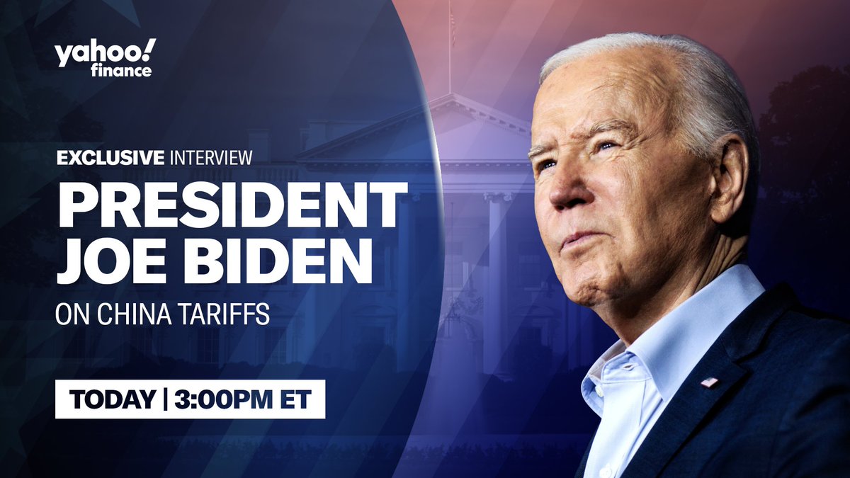 President Joe Biden will sit down for an exclusive interview with @BrianSozzi on the newly announced China tariffs at 3 PM. Tune in here: youtube.com/watch?v=OAHHA2…