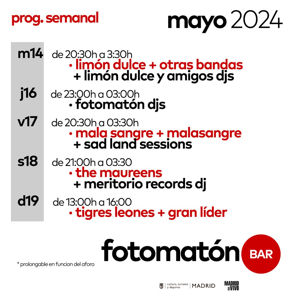Nueva semana (intensa y festiva en Madrid) 👉👉👉#NuevaFotoDePerfil 

El concierto de hoy está <a href="/SoldOut/">Niko</a>, para el resto <a href="/Mutick_com/">Mutick</a> 
 *entrada libre a las sesiones a partir de las 23h.

Se os quiere y espera.