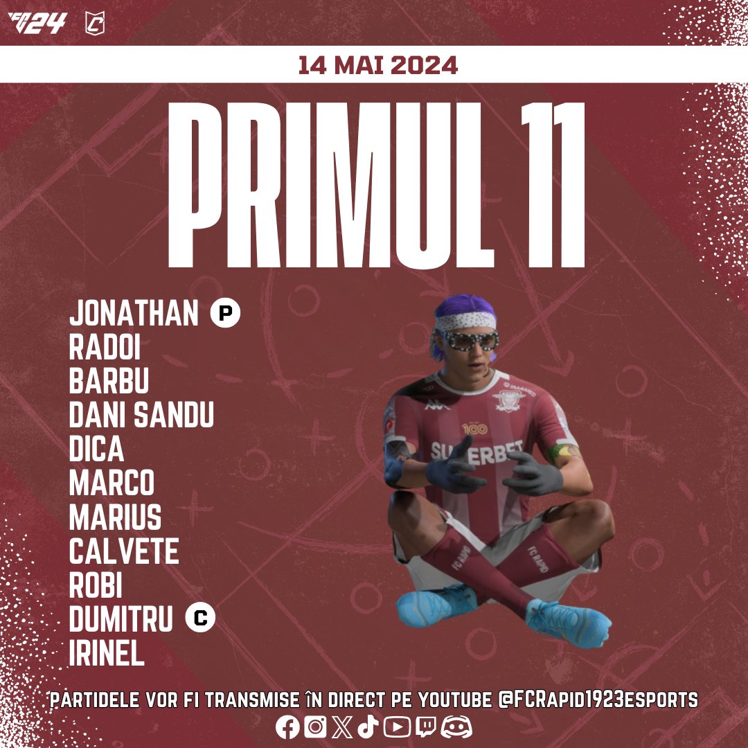 Our first eleven for tonight! ⚽️ 

‼️ There were some changes in the squad earlier today...

Watch us live on youtube.com/@FCRapid1923eS… starting 20:50 EU Time.