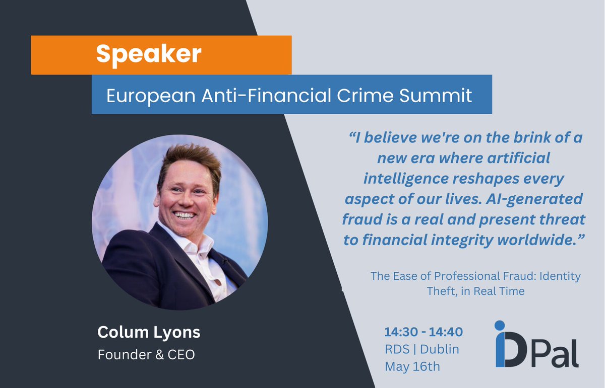 Join me this Thursday at the #EAFCS where I will hopefully demonstrate just how easy it is to commit very sophisticated fraud - one not to miss.  

#AML @AMLIntelligence #IDPal #fraudprevention #fincrime #financialcrime #fincen #banking #compliance #Regulation
