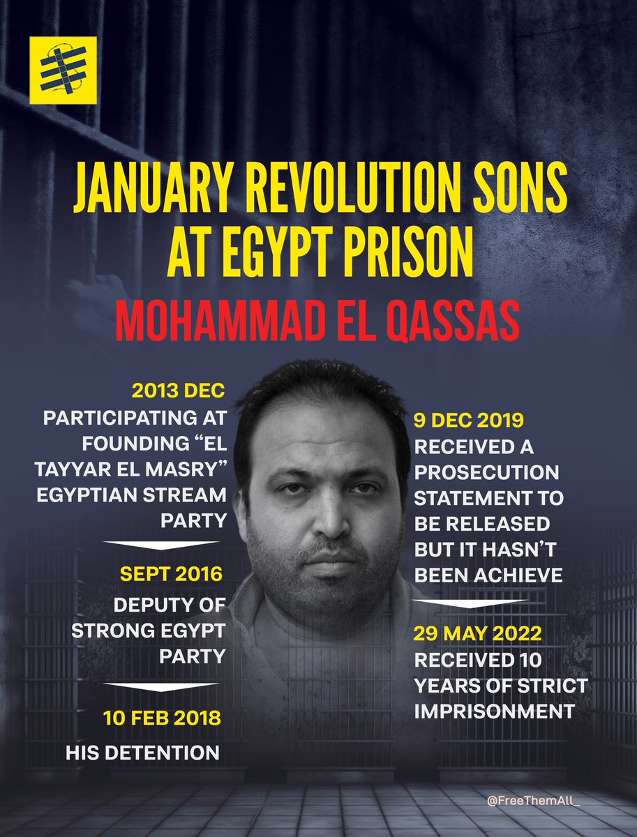 Revolution was his gate for political work and now he is paying for participating at the revolution for helping his homeland

#FreeThemAll 
#Egyptian_hell
@3yyash 
@moneimpress 
@3arabawy